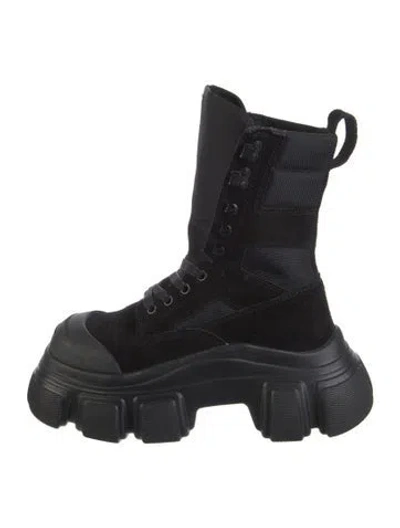 Pre-owned Alexander Wang Suede Combat Boots In Black