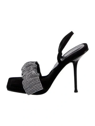 Pre-owned Alexander Wang Suede Crystal Embellishments Slingback Sandals In Black