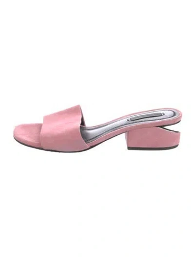 Pre-owned Alexander Wang Suede Cutout Accent Slides In Pink
