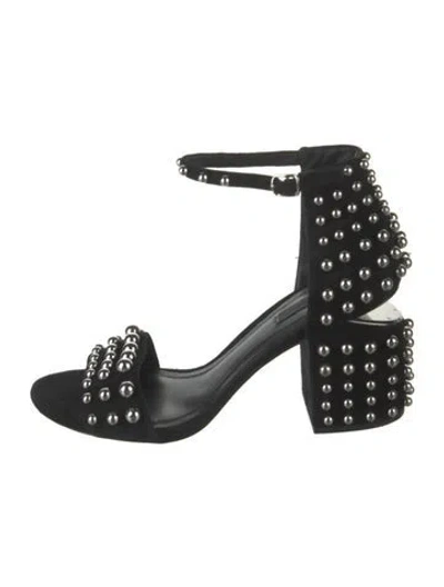Pre-owned Alexander Wang Suede Graphic Print Sandals In Black