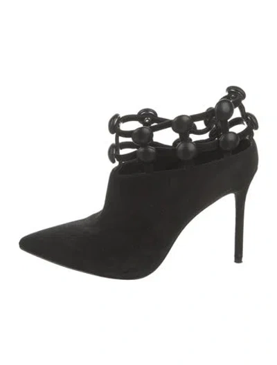 Pre-owned Alexander Wang Suede Leather Trim Embellishment Boots In Black