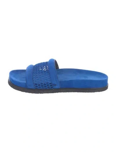 Pre-owned Alexander Wang Suede Mesh Accents Slides In Blue