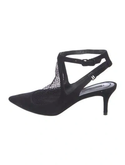 Pre-owned Alexander Wang Suede Mesh Accents Slingback Pumps In Black