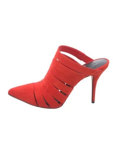 Pre-owned Alexander Wang Suede Mules In Red