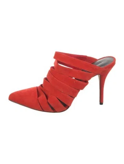 Pre-owned Alexander Wang Suede Mules In Red