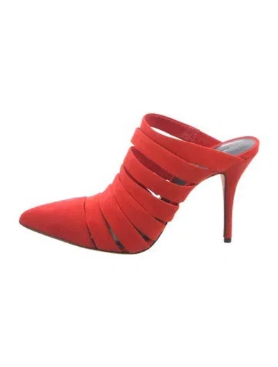 Pre-owned Alexander Wang Suede Mules In Red