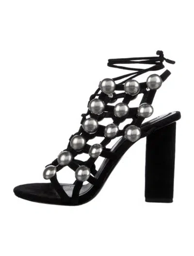 Pre-owned Alexander Wang Suede Patterned Gladiator Sandals In Black