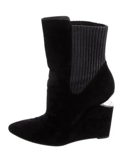 Pre-owned Alexander Wang Suede Sock Boots In Black
