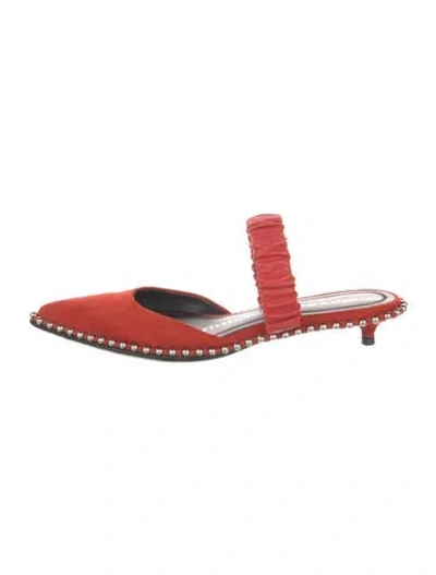 Pre-owned Alexander Wang Suede Studded Accents Mules In Red
