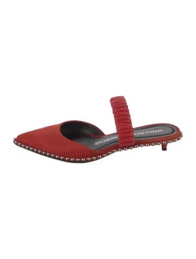 Pre-owned Alexander Wang Suede Studded Accents Mules In Red