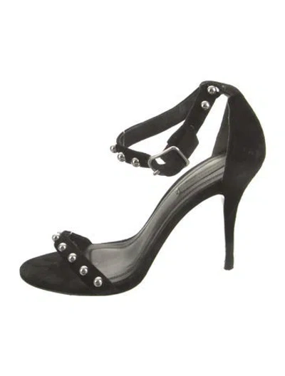 Pre-owned Alexander Wang Suede Studded Accents Sandals In Black