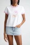 Alexander Wang Sugar Baby Ringer Tee In Cotton Jersey In White/pink