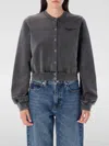 Alexander Wang Terry Shrunken Cardigan In Blue