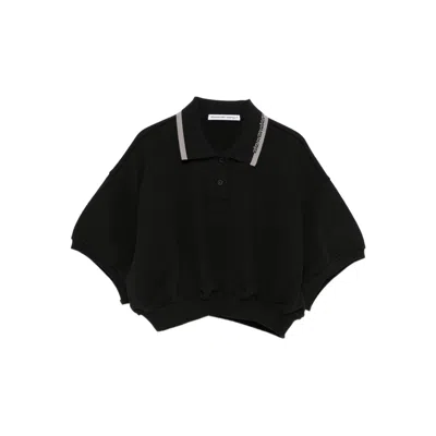 Alexander Wang Women Cropped Cotton Polo Shirt In Black