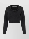 ALEXANDER WANG SWEATER IN WOOL BLEND WITH UNIQUE BACK AND FRONT EMBELLISHMENTS