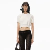 ALEXANDER WANG LOGO EMBOSSED SHORT SLEEVE RIBBED PULLOVER IN SOFT CHENILLE