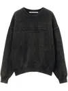 Alexander Wang Debossed Logo Oversize Crewneck Sweater In Black