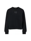 Alexander Wang Essential Terry Crew Neck Cotton Sweatshirt Clothing In Black