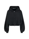 Alexander Wang Hooded Cropped Knitwear Long Sleeves In Black