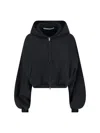 Alexander Wang Hooded Cropped Knitwear Long Sleeves In Black