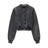 Alexander Wang Shrunken Snap Cardigan Crewneck Clothing In Black