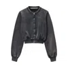 Alexander Wang Shrunken Snap Cardigan Crewneck Clothing In Black