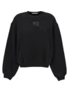 Alexander Wang Essential Terry Crew Neck Cotton Sweatshirt Clothing In Black