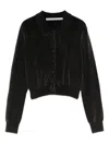 Alexander Wang Cotton-blend Chenille Cropped Polo Cardigan In Black