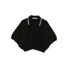 Alexander Wang Cropped Cinched Cotton Polo In Black