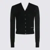 Alexander Wang Long Sleeve High Neck Button Up Cardigan In Black