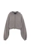 Alexander Wang Stretch-cotton Oversized Cropped Hoodie In Gray