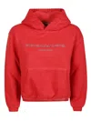 Alexander Wang Glitter Puff Logo Bi-color Shrunken Sweatshirt In Red