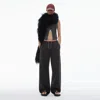 Alexander Wang Sweatpant In Cotton Terry With Crystal Hotfix Drawcord In Washed Caviar