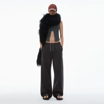 Alexander Wang Sweatpant In Cotton Terry With Crystal Hotfix Drawcord In Washed Caviar
