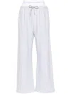 Alexander Wang Logo Elastic Waist Wide Leg Cotton Sweatpants In Grey