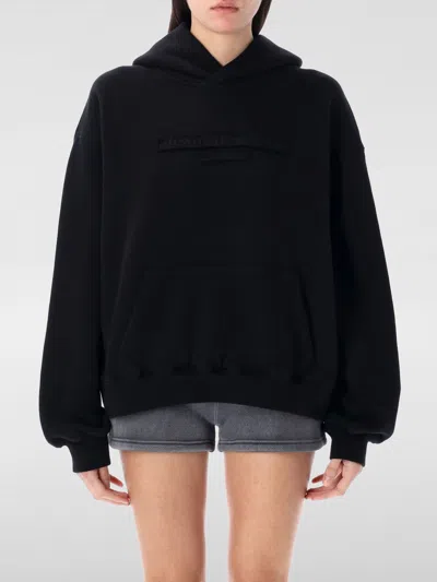 Alexander Wang Black Oversize Logo Hoodie In Schwarz