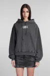 Alexander Wang Cotton Hoodie W/ Logo In Grey