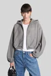 Alexander Wang Cropped Hoodie Zip-up Oversized In Gray