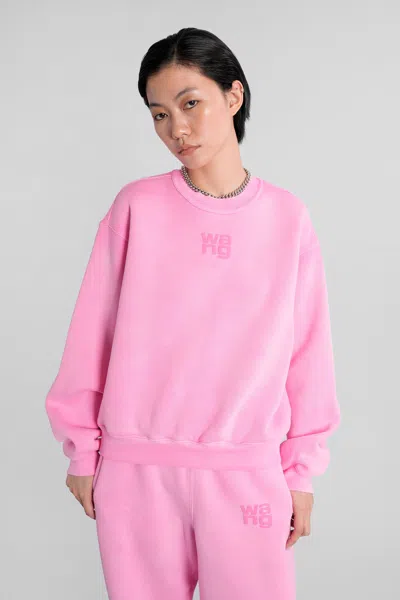 Alexander Wang Puff Logo Sweatshirt In Structured Terry In Pink