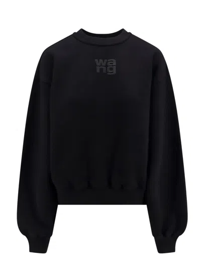 Alexander Wang Relaxed Fit Crew Sweatshirt With Puff Paint Logo In Black