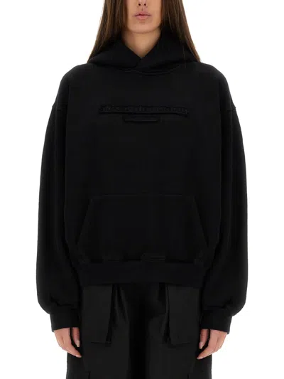 Alexander Wang Sweatshirt With Embossed Logo In Black