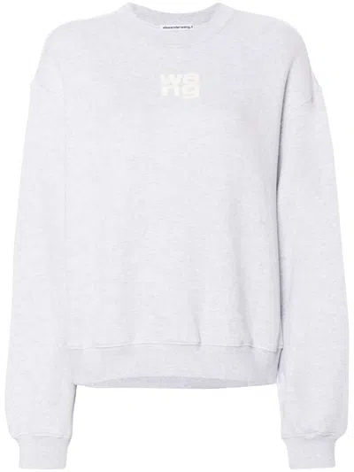 Alexander Wang Sweatshirt With Embossed Logo In Grey