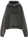 Alexander Wang Felpa In Cotone Con Cappuccio E Stampa In Grey