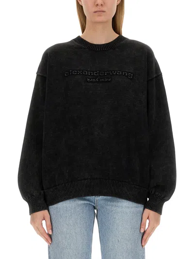 Alexander Wang Oversized Sweatshirt With Logo In Black | ModeSens