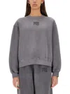 Alexander Wang Essential Terry Crew Sweatshirt In Washedasphalt