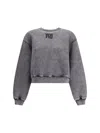 Alexander Wang Embossed Logo Crewneck Sweatshirt In Gray
