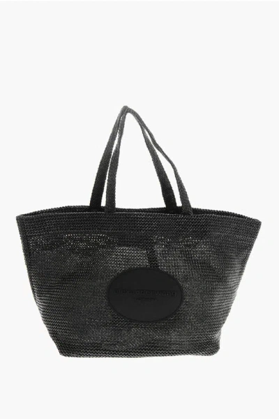 Alexander Wang Synthetic Raffia Punch Xl Tote Bag With Tone-on-tone Logo In Black