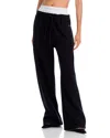 Alexander Wang T T By Alexander Wang Wide Leg Logo Elastic Jogging In Faded Black