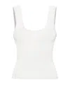 Alexander Wang T Alexander Wang Logo Embossed Fine Ribbed Tank Top In White