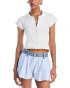 Alexander Wang T T By Alexander Wang Denim Elastic Waist Boxer Shorts In White